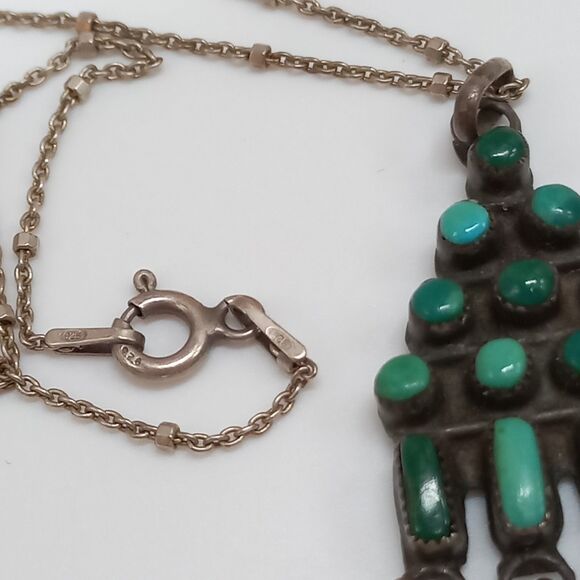 Zuni hand made pendant turquoise sterling - Picture 8 of 10